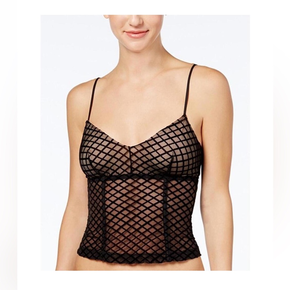 NWT Cosabella Bisou Textured Illusion Bustier in Black Flock